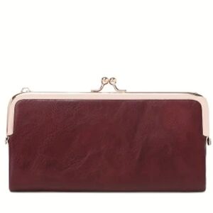 Deep Wine Red Multi-compartment Kiss Lock Snap Wallet New